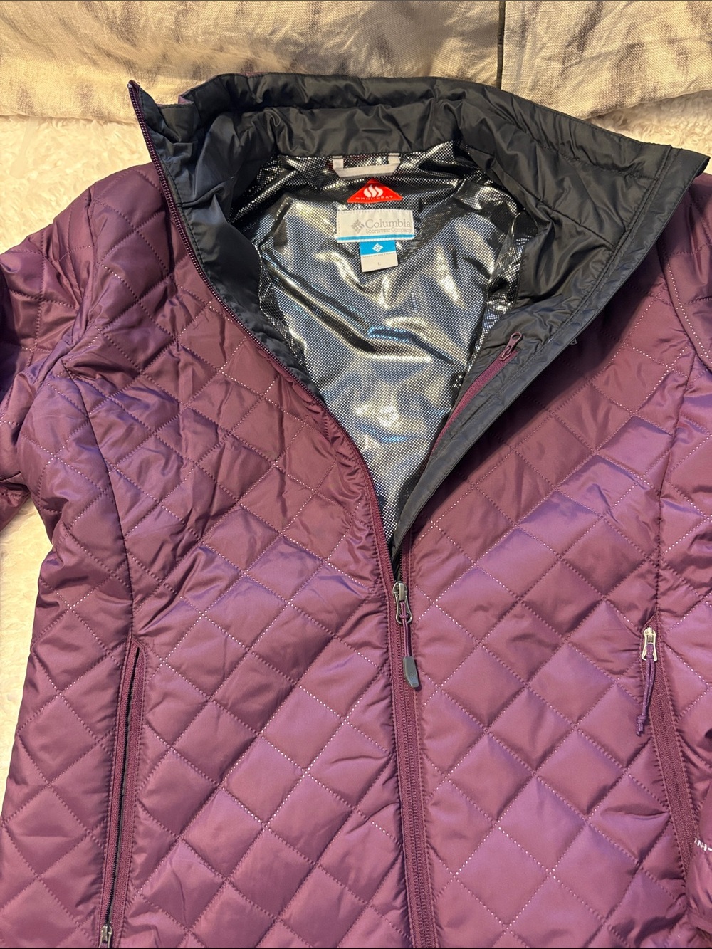 Columbia Plum Omni Heat Quilted Puffer Jacket NWOT Women Large - Picture 2 of 11
